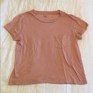 Boy cut cropped short sleeve shirt pink Madewell